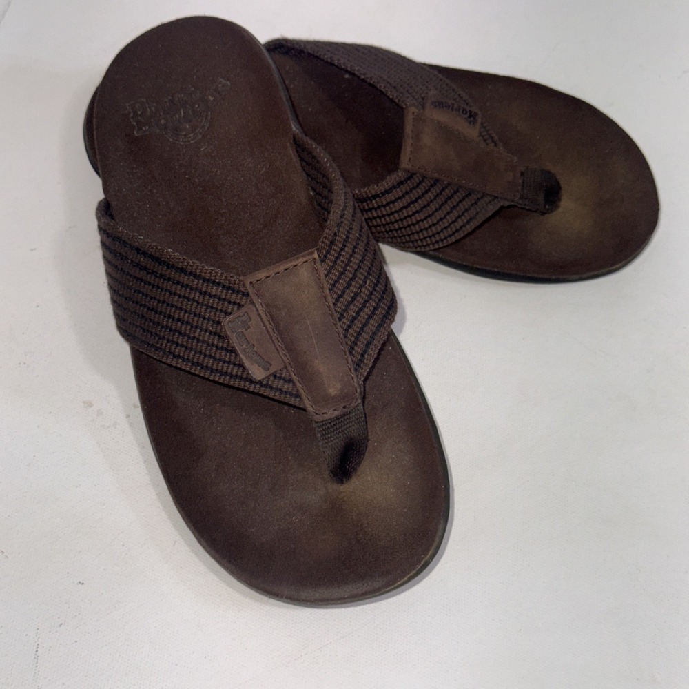 Dr. Doc Martens Brown Suede & Canvas Thong Sandals Flip Flops Men's 5 Ladies 6